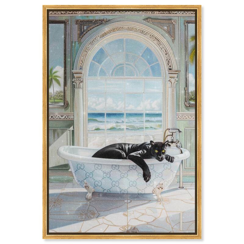 Panther Arch Bathroom Glam Canvas by Art Remedy - Gold - 10" x 15"
