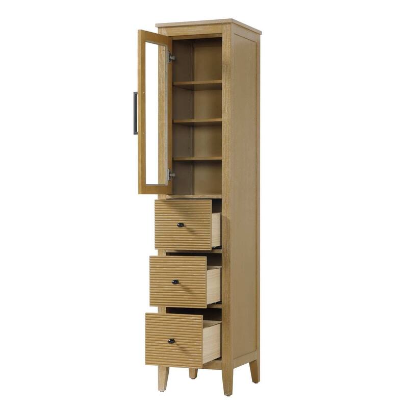 Kensington 16-28 Inch Bath Storage Glass Cabinet