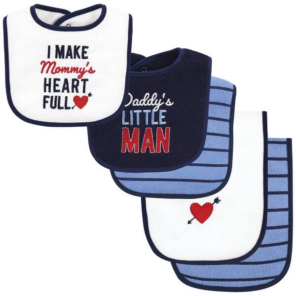 slide 1 of 1, Hudson Baby Infant Boys Cotton Terry Bib and Burp Cloth Set, Daddys Little Man, One Size - Daddys Little Man - One Size One Size - Daddys Little Man