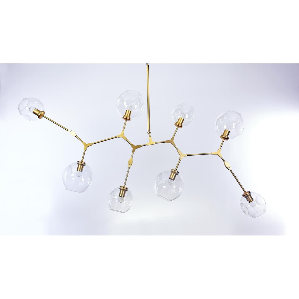 8-Light Gold Framed Chandelier Globe Shades