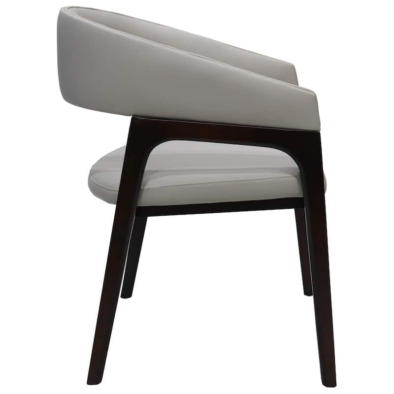 Cali Leather Dining Chair with Rubberwood Legs for Modern Kitchend and Dining Room Accent Arm Chair With Curved Open Back Design