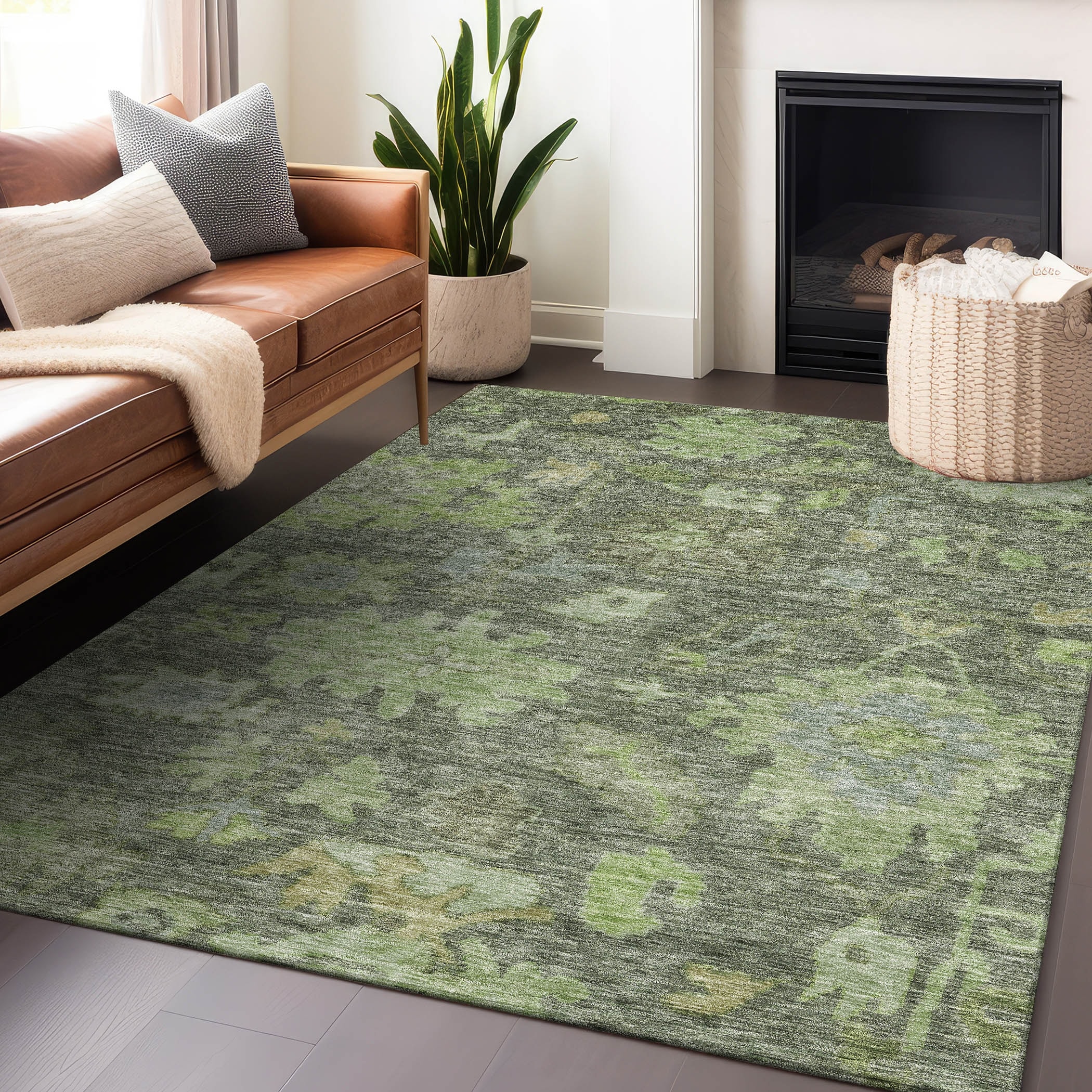 Machine Washable Indoor/ Outdoor Vintage Traditional Chantille Rug