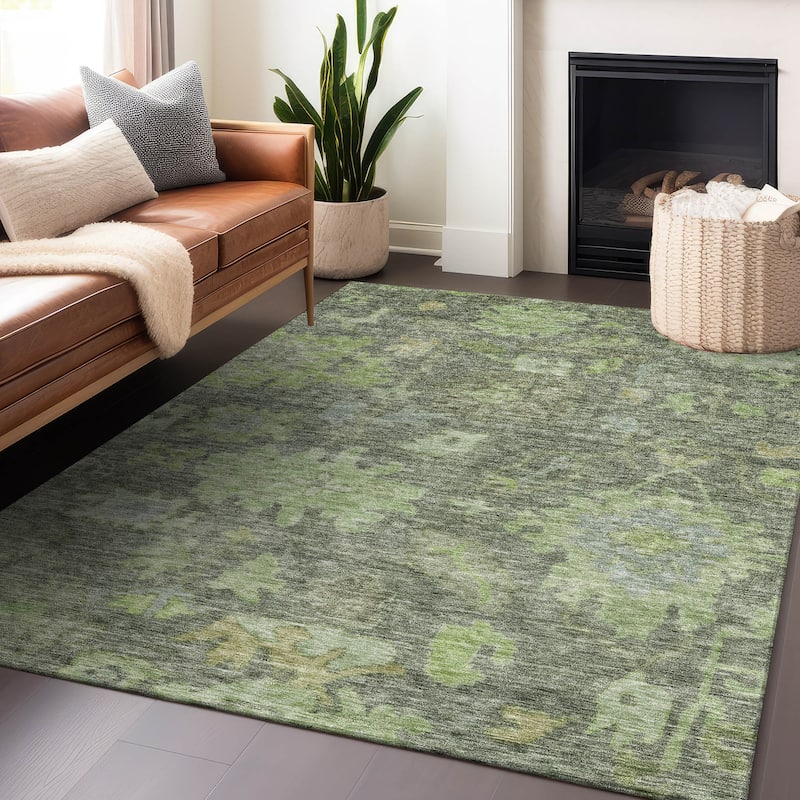 Machine Washable Indoor/ Outdoor Vintage Traditional Chantille Rug - Fern - 2'6" x 3'10"