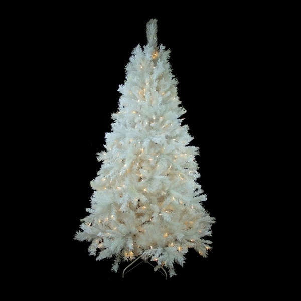7.5' Pre-Lit Medium White Iridescent Pine Artificial Christmas Tree - Multi-Color LED Lights