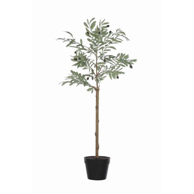 Potted Faux Olive Artificial Flower - Green