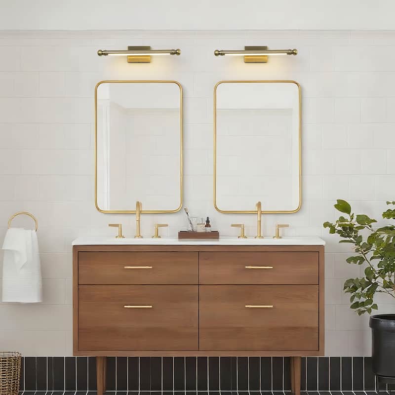 25.2" W Vintage Aged Green Patina 3000K Dimmbale LED Vanity Light with Adjustable Arm for Bathroom