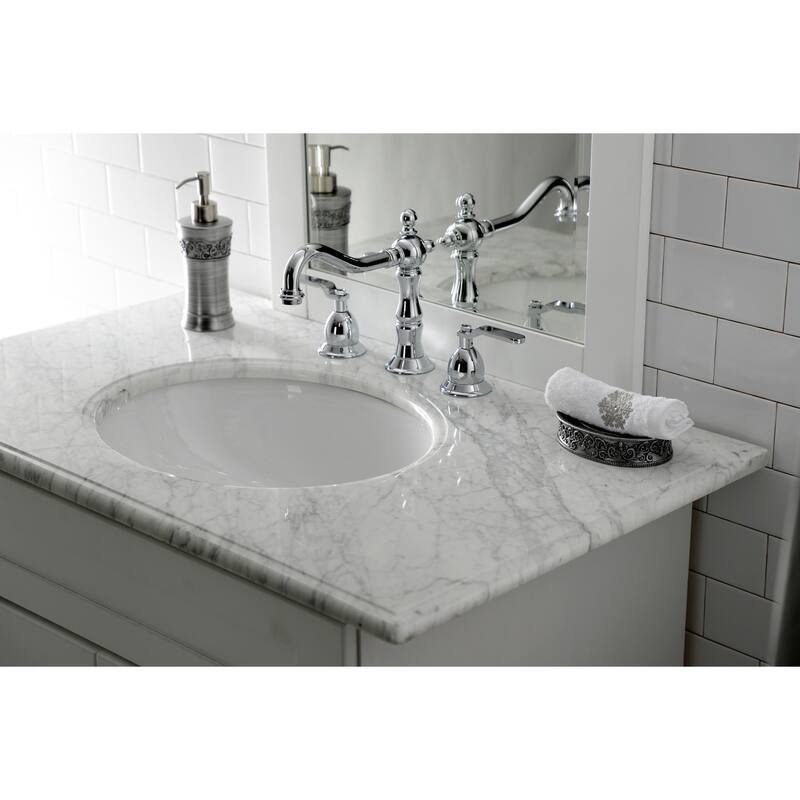 Whitaker Deck Mount Widespread Bathroom Faucet with Brass Pop-Up
