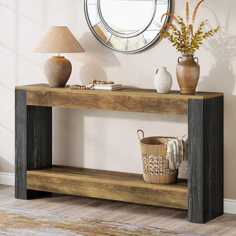 63'' Long Console Table for Entryway, Wood Sofa Table Behind Couch