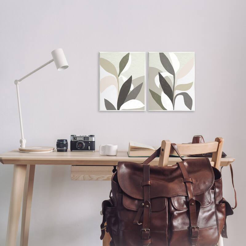Stupell Neutral Leaf Shapes Wall Plaque Art Design By June Erica Vess (Set of 2)