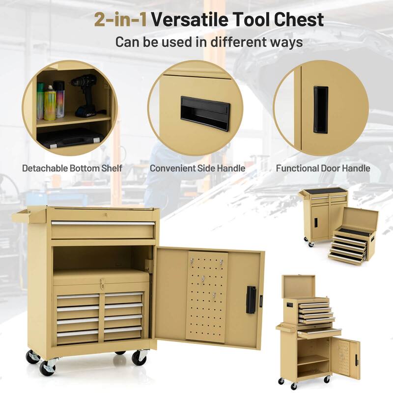Costway 5-Drawer Rolling Tool Chest Cabinet Metal Tool Storage Box - See Details