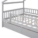 preview thumbnail 10 of 34, Kids Funny Canopy Bed Wooden Frame House Bed Full Size Platform Bed Daybed with Roof, Safety Guardrail and Drawers