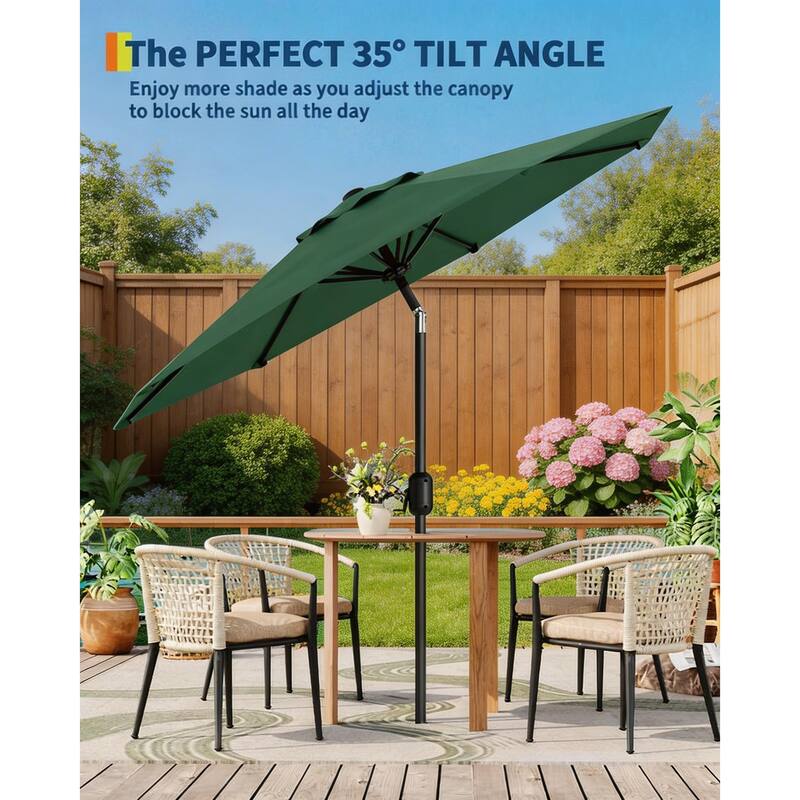 10ft Outdoor Patio Umbrella, with Crank Lift & Push Button Tilt, UV Protection Waterproof