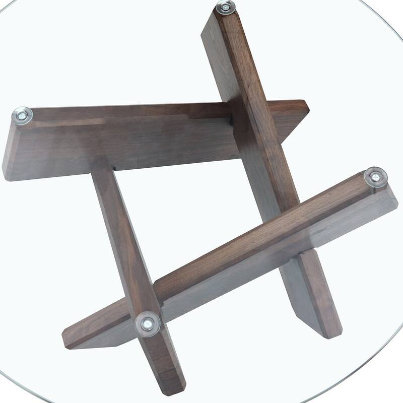 Round glass coffee table, 33.4 "modern design unique coffee table.