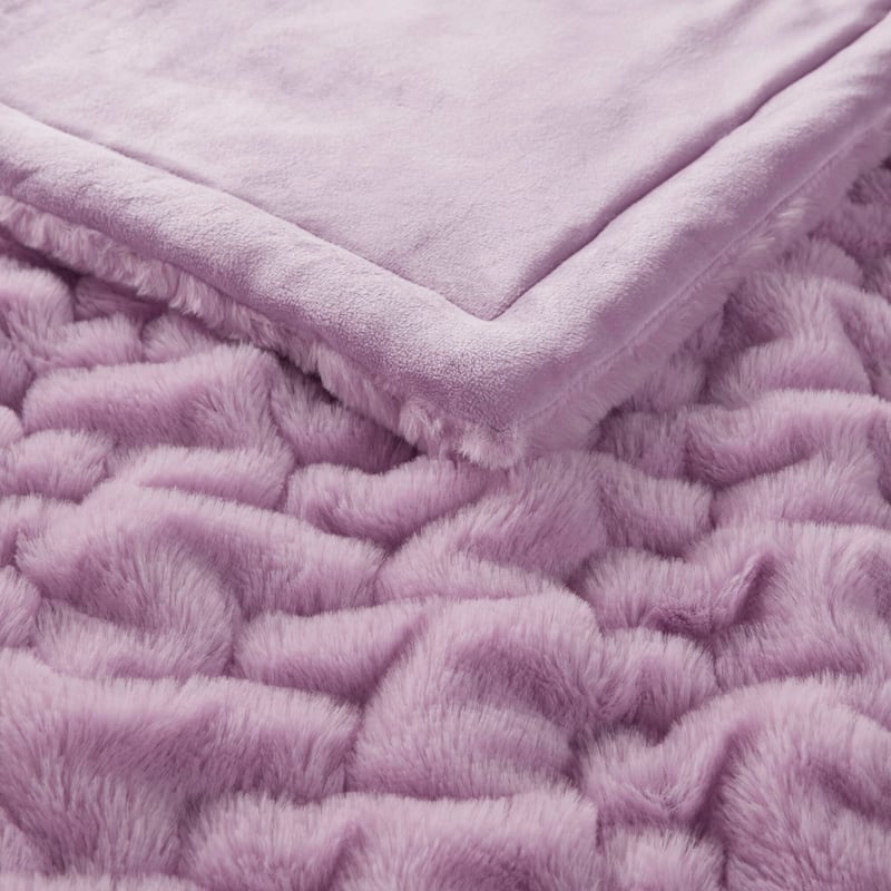 Madison Park Ruched Fur Throw