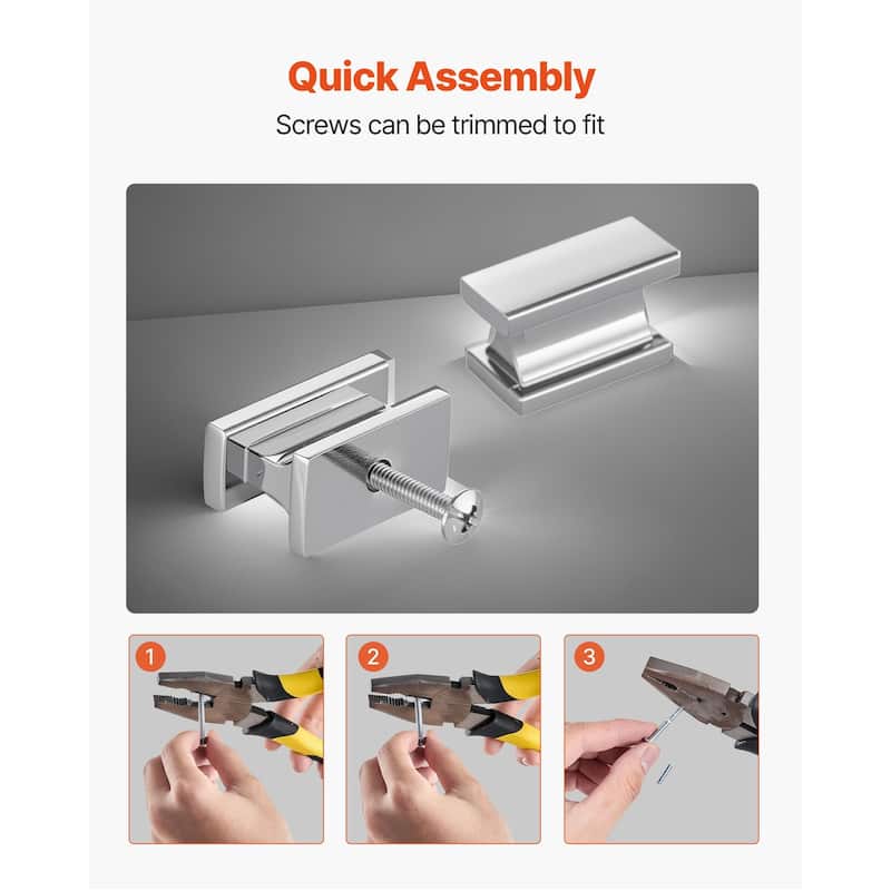 10 Pack Rectangular Chrome Cabinet Knobs Premium Zinc Alloy Modern Drawer and Door Handles with Screws - 1.42 x 0.59 x 0.79 in