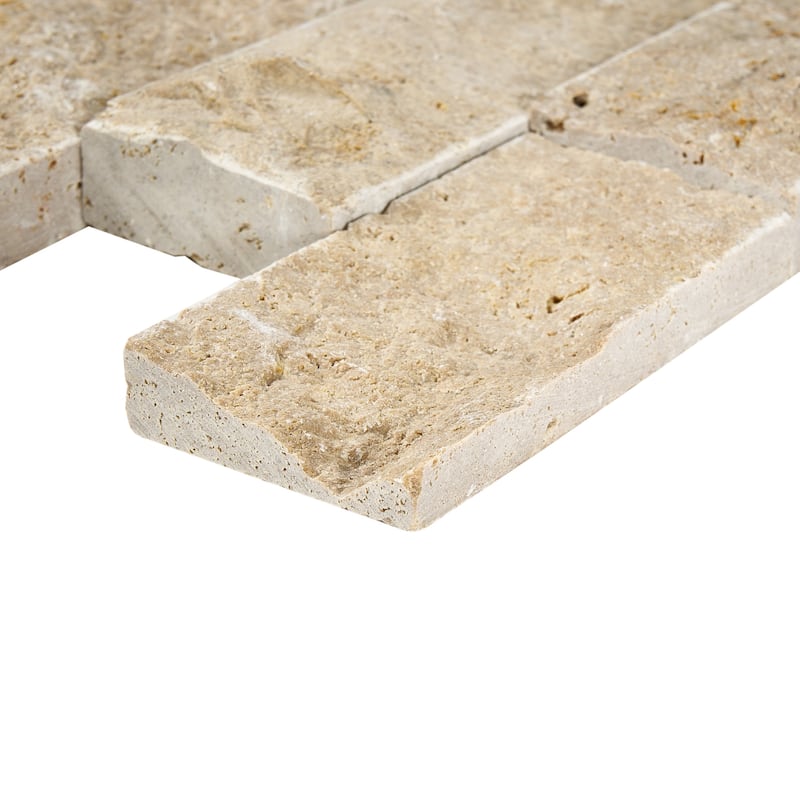 Tuscany Brown Travertine 2" x 4" Split Face Mosaic
