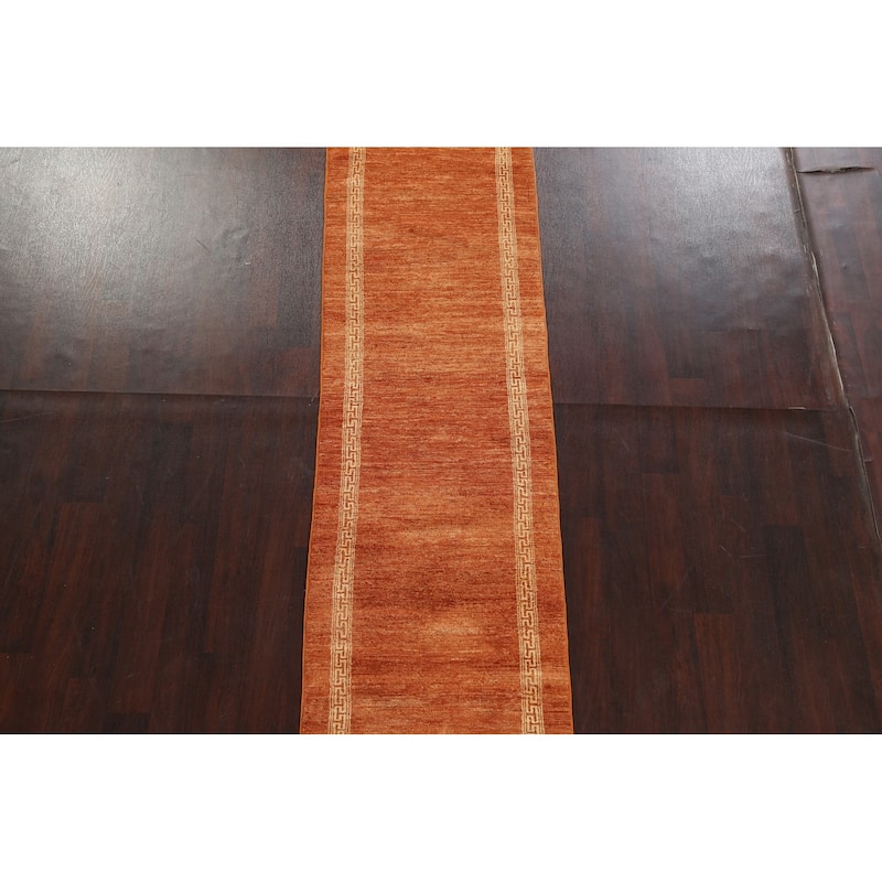 Orange Oriental Gabbeh Kashkoli Runner Rug Hand-knotted Wool Carpet - 2'7" x 9'0"