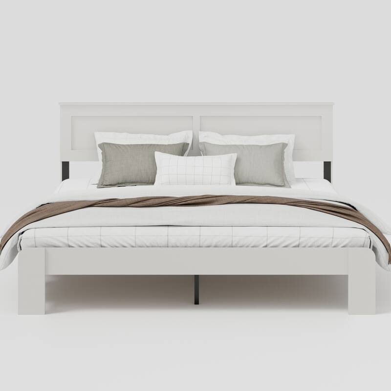 Wooden Platform Bed Frame with Large Under Bed Storage