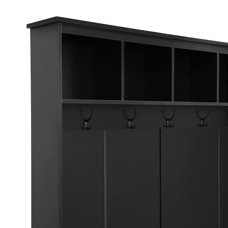 Roomfitters Elegant Wide Hall Tree with Lift-Top Bench, Wooden Mudroom Organizer with 5 Coat Hooks and 2 Storage Sections