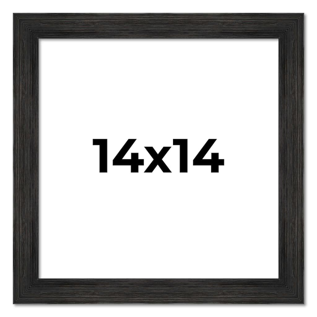 14x14 Black Rustic Wide Barnwood Picture Frame - UV Acrylic, Foam Board Backing, Hanging Hardware