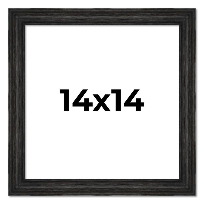14x14 Black Rustic Wide Barnwood Picture Frame - UV Acrylic, Foam Board Backing, Hanging Hardware - Holds 14x14 Photo