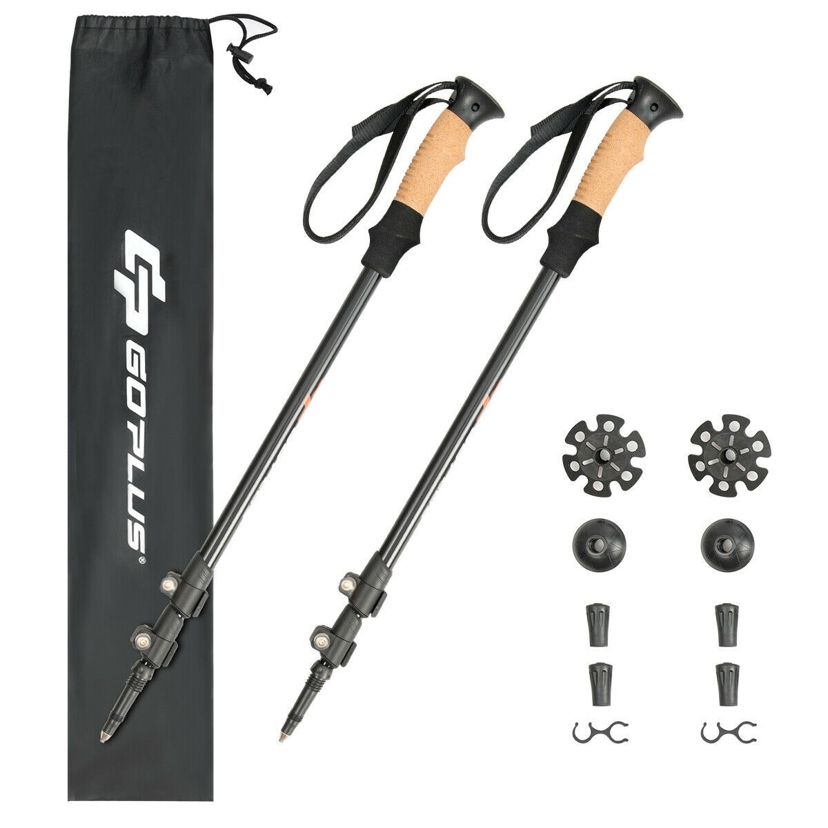 2 Pack Adjustable Walking Hiking Poles - Black - Bed Bath 2 Pack Adjustable Walking Hiking Poles - Black - Bed Bath
