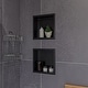 preview thumbnail 3 of 7, ALFI brand 12" x 12" Brushed Black PVD Stainless Steel Square Single Shelf Shower Niche