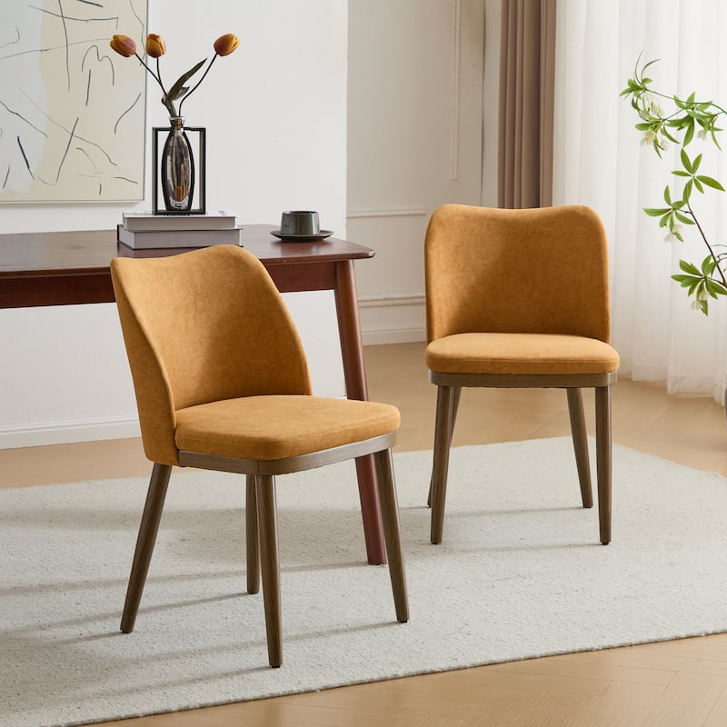 Aviana Fabric Upholstered Dining Chairs (Set of 2) by Christopher Knight Home - Ginger+ Walnut