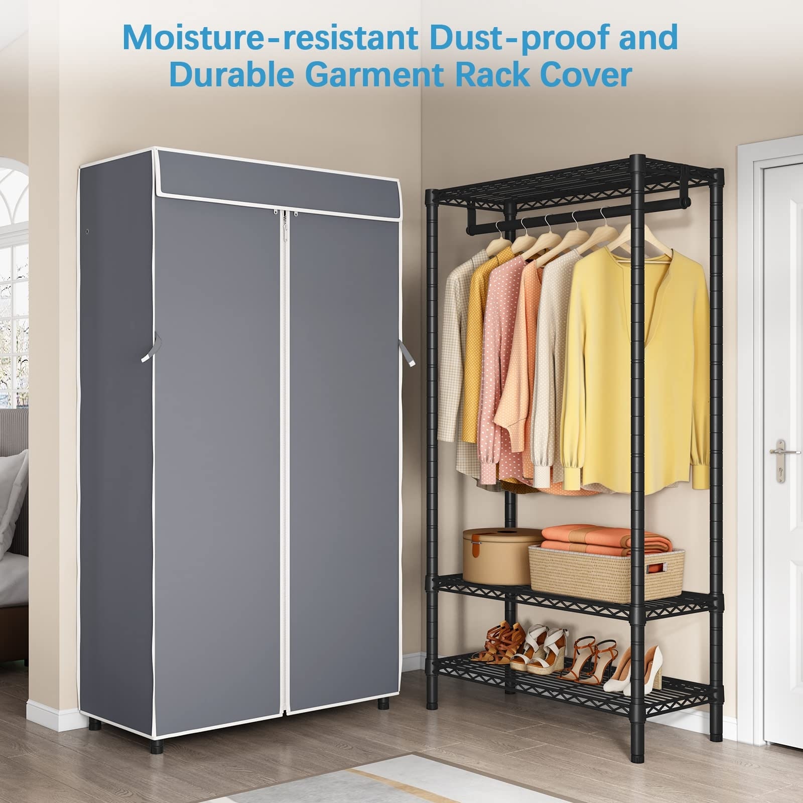 Covered store clothing racks