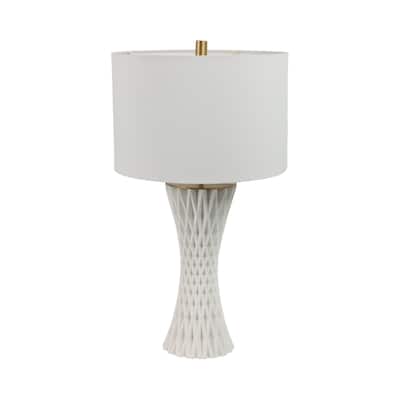 Stone Porcelain Table Lamp Textured Base with Fabric Shade - 26" White - 15" x 15" x 26"