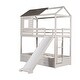 preview thumbnail 7 of 16, House-Shaped Twin Over Twin Bunk Bed with Slide, Storage Drawers, and Full-Length Guardrails