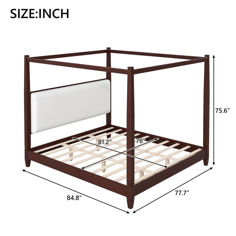 Canopy Platform Bed with Upholstered Headboard by Harper&Bright Designs