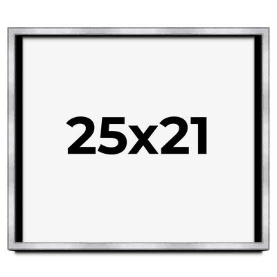 25x21 Shadow Box Frame Silver | 1.375 Inches Deep Real Wood