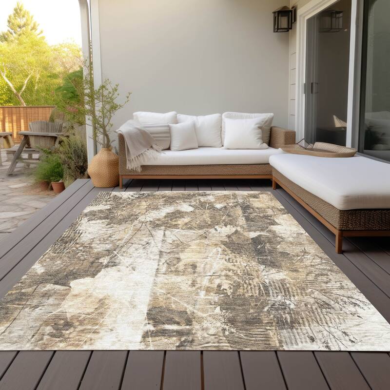 Machine Washable Indoor/ Outdoor Foilage Chantille Rug