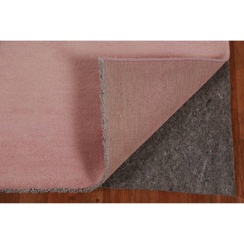 Hand Knotted Oriental 100% Wool Carpet Modern Solid Pink Gabbeh Runner Rug - 10' 1'' X 3' 1''