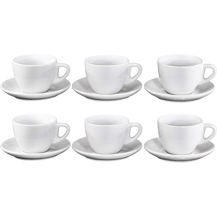 Espresso Cups with Saucers Set of 4 By Bruntmor Matte Black 4 ounce 