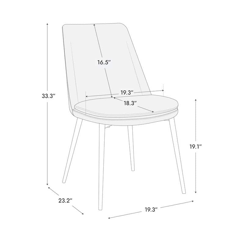 Ariel Mid-Century Upholsteried Dining Chair with Metal Legs Set of 2