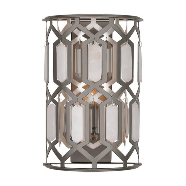 slide 2 of 6, Minka Lavery 3582 Hexly 16" Tall Wall Sconce with Crystal Panel and