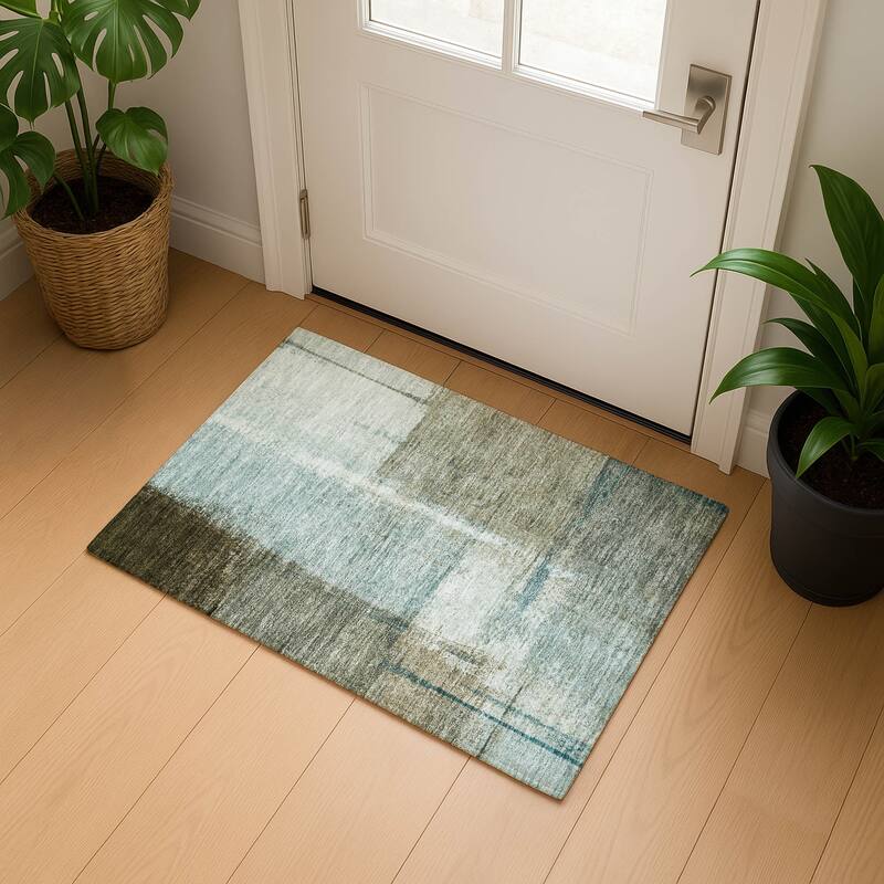 Premium Washable Super Soft Abstract Cara Mayfield Rug - Seafoam - 1'8" x 2'6"