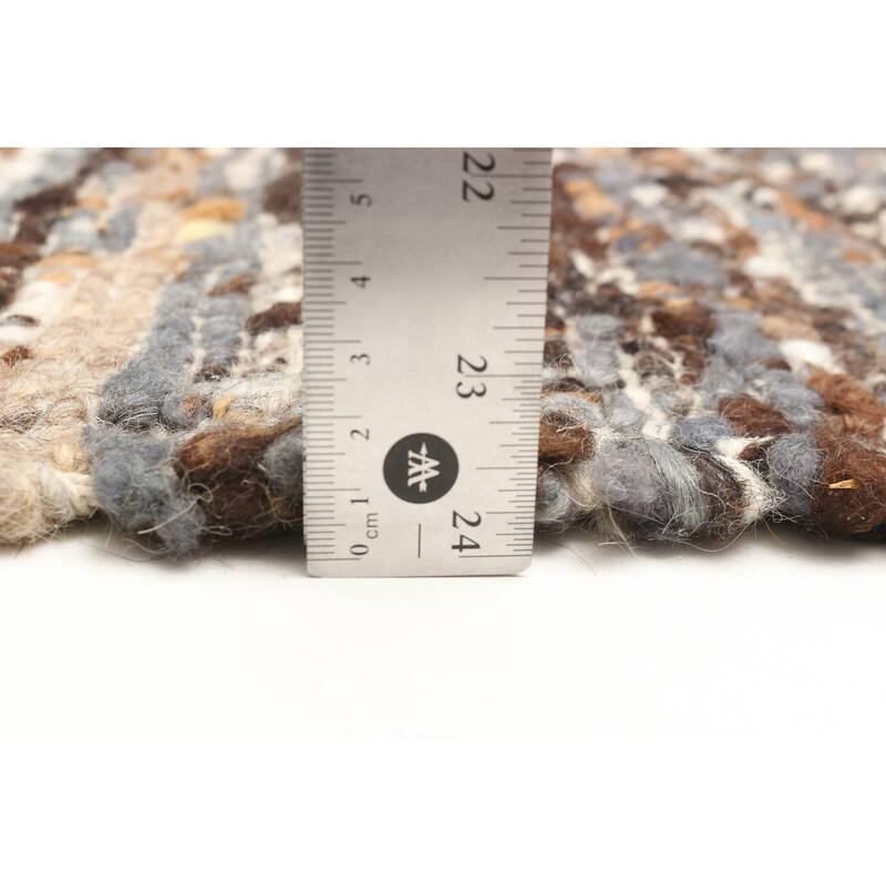 ECARPETGALLERY Braid weave Sienna Brown Wool Rug - 6'1 x 9'1