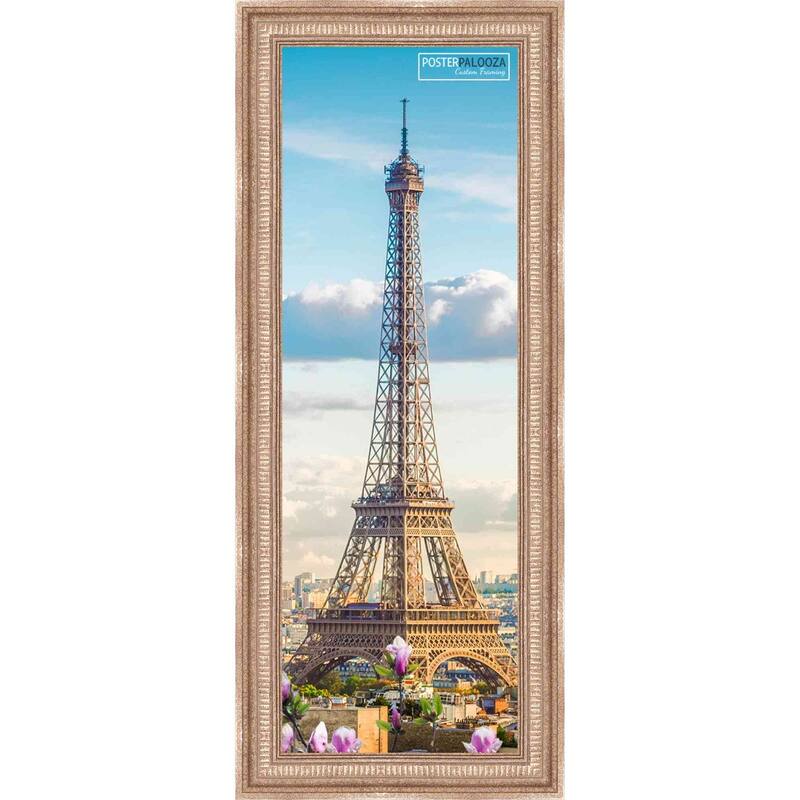 10x24 Traditional Antique Silver Complete Wood Picture Frame with UV Acrylic, Backing, & Hardware