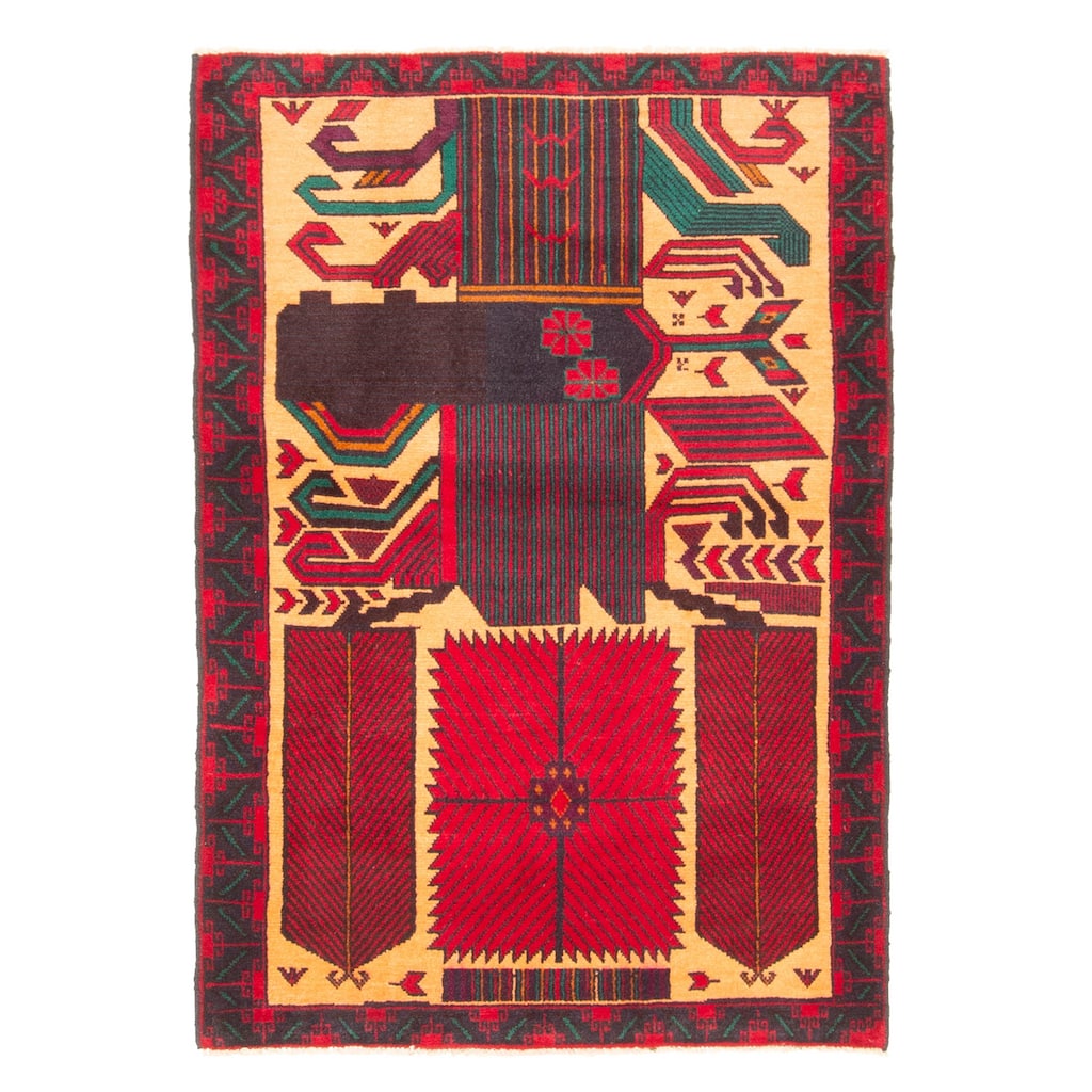 ECARPETGALLERY Hand-knotted Teimani Light Orange Wool Rug - 3'1 x 4'5