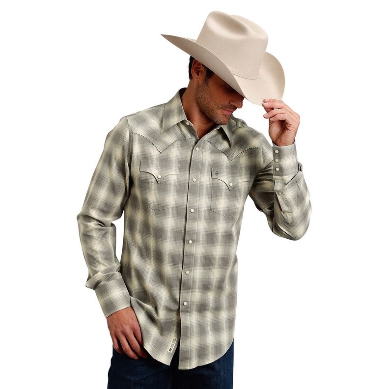 Shop Stetson Western Shirt Mens Modern Long Sleeve Gray Xl