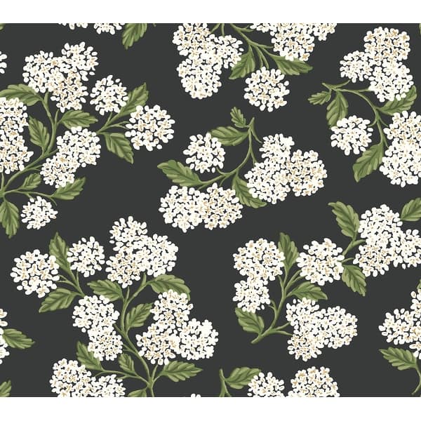 slide 2 of 7, Hydrangea Black and White Peel and Stick Wallpaper