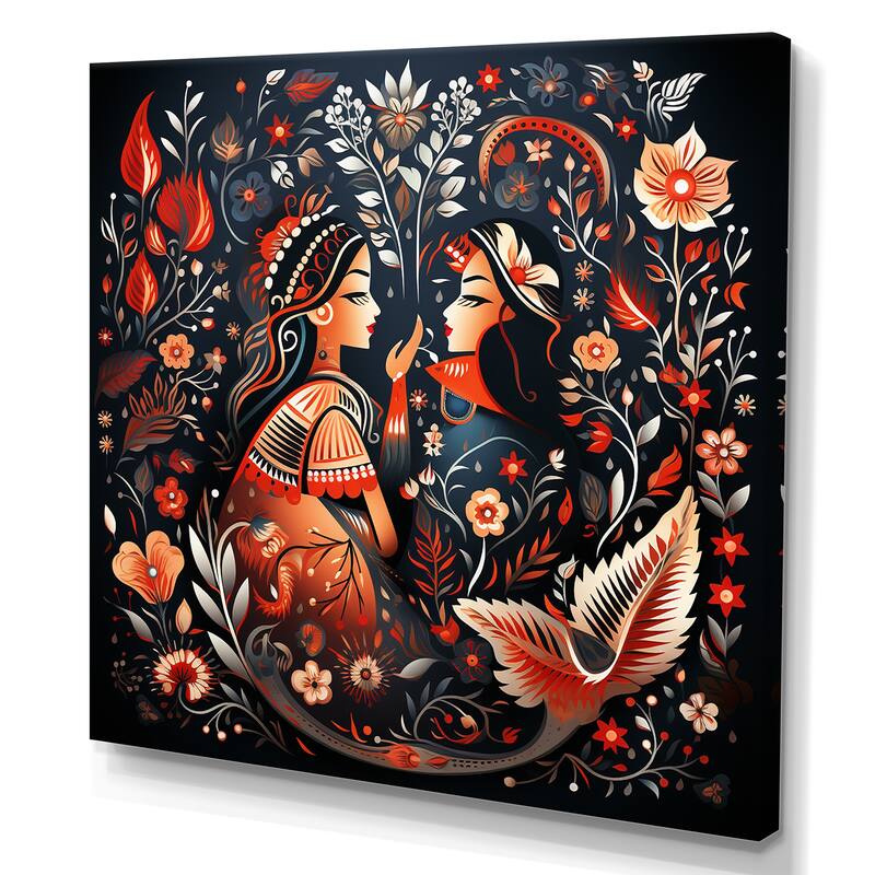 Designart "Indian Art Rajasthani Folklore Tales I" Indian Art Wall Art - Global Canvas Wall Decor For Home