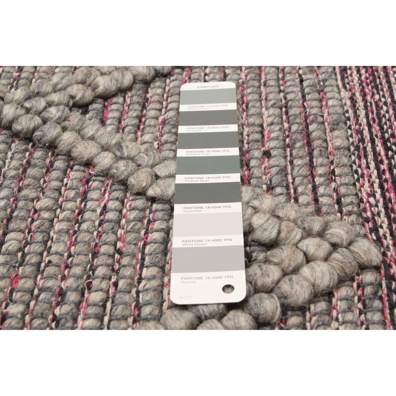 ECARPETGALLERY Braid weave Sienna Grey Wool Rug - 5'2 x 8'0