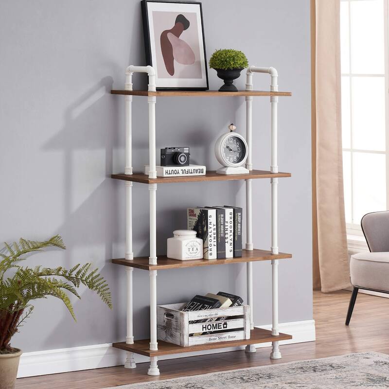 Ivinta Industrial Bookshelf Rustic Bookcase, Storage Shelf Plant Shelf