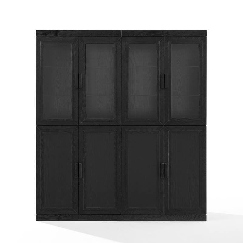 Crosley Essen 2Pc Pantry Storage Cabinet W/Glass Door Hutch Set