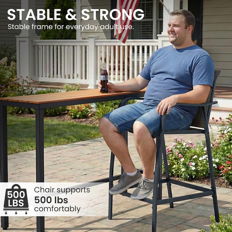 Lightweight Bar Height Barstools Outdoor Bar Stools Patio Bar Chairs - 21.3" W x 22.5" D x 44" H