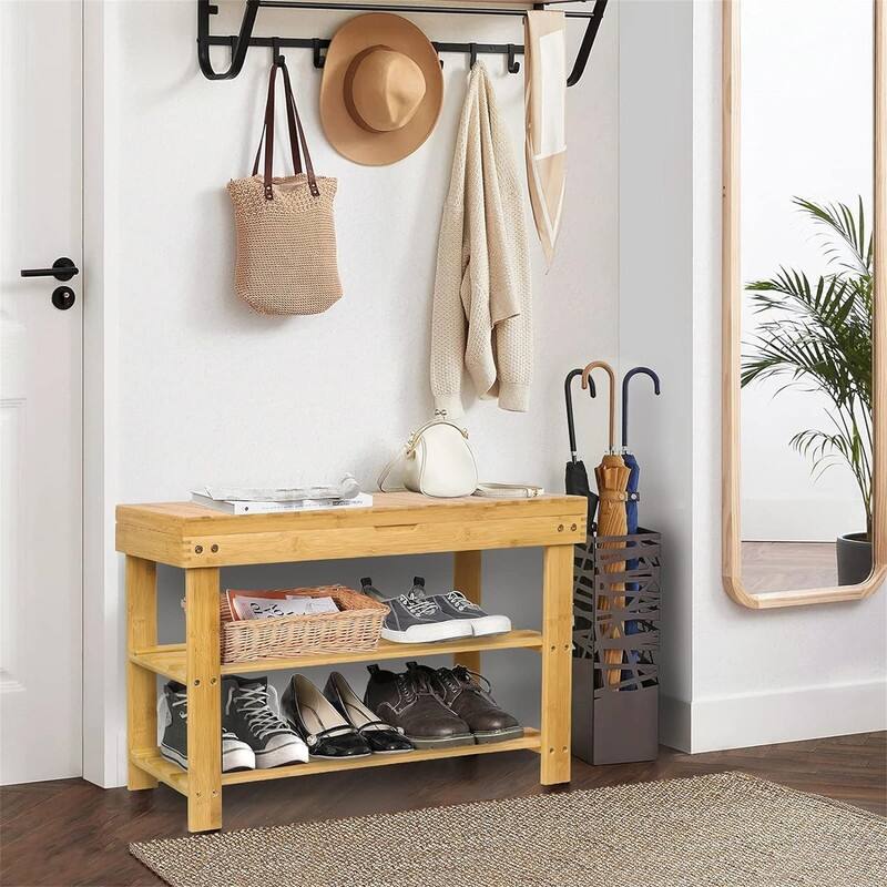 Shoe Rack Bench for Entryway - 18"D x 27.5"W x 11"H